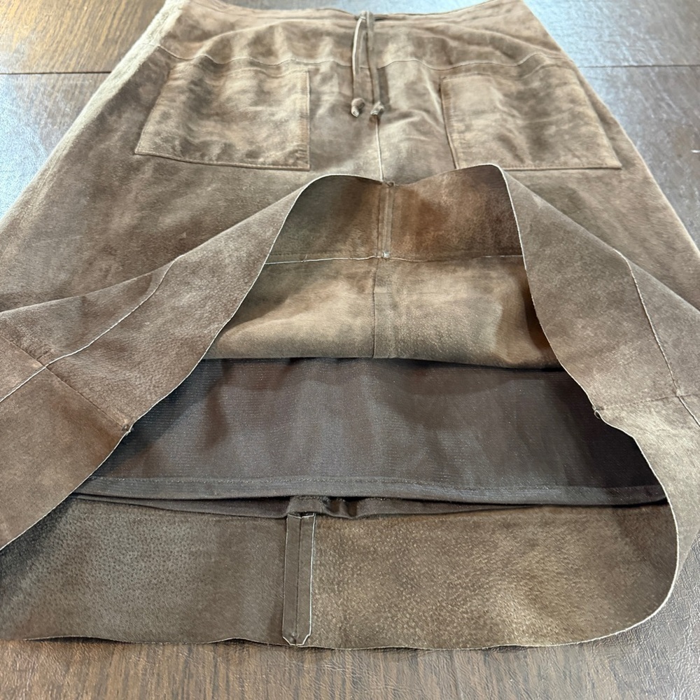 Massini Genuine Leather Women's Brown A-line Skirt Sz 10 - Picture 8 of 8